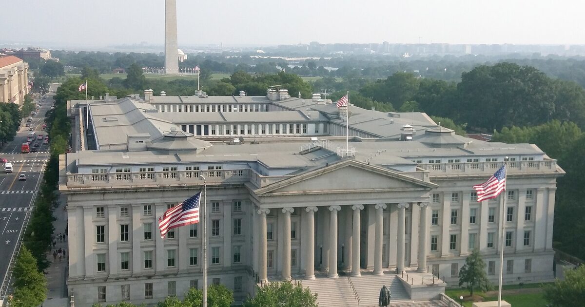 The United States Treasury building in Washington